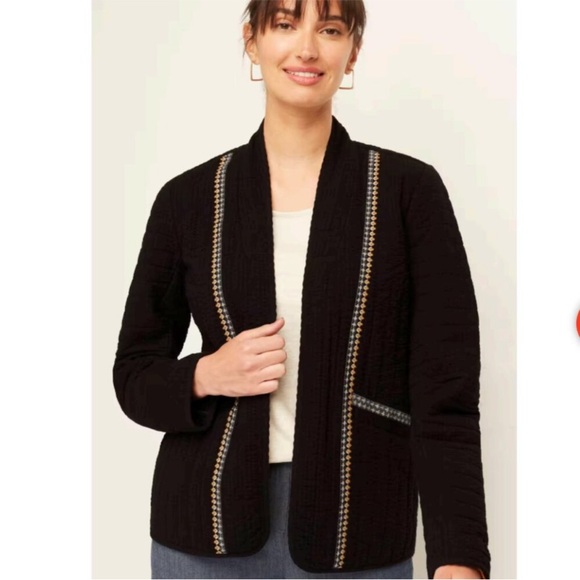 Pure Jill J Jill Seersucker Embroidered Jacket Sz M - Picture 2 of 11